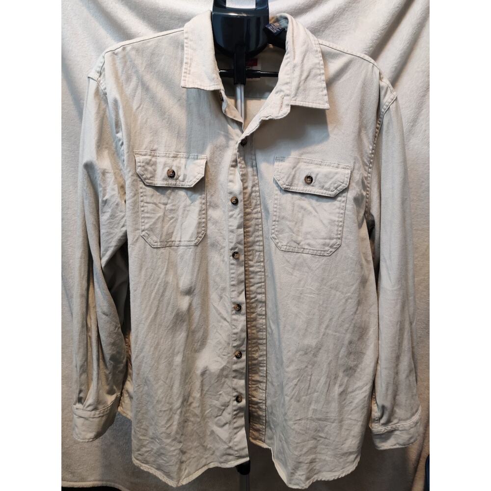Vintage Wrangler Flex Shirt Men's Size XL Tan Button Up Work Shirt Western Wear